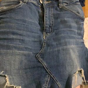 SWS Washed Ripped Destroyed Denim Jean  Skirt